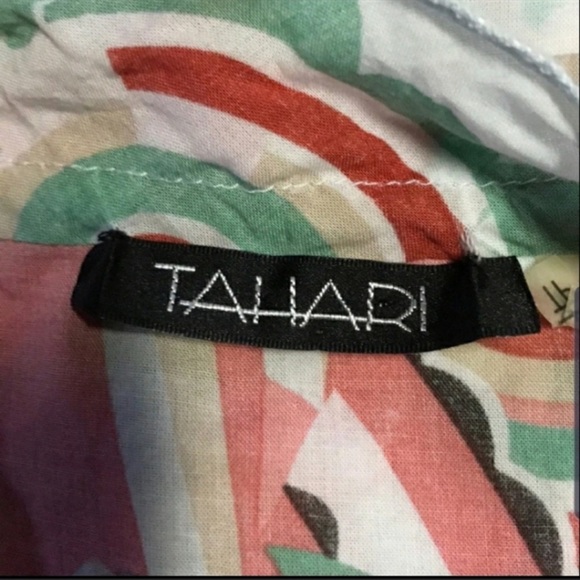 Tahari Multicolored Print Ruffle Top XS - Picture 7 of 7